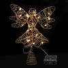 Decorações de Natal Tree Tree Topper Starled Treetop Holiday Holiday Angel Decoração Decoração de Glitter Ornamentspup Capinhos iluminados vazios Ornamento