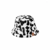 Berets Girl Leopard Print Cow Pattern Casual Style For Women Pure Color Caps Korean Female Hats Flanell Bucket Hat