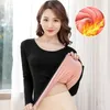 Women's Sleepwear Women's Lace V-neck Thermal Underwear Winter Slim Stretch Beauty Tops Bottoming Shirt Plus Velvet Thick Pajamas Solid