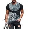 T-shirts pour hommes manches courtes à manches courtes à la mode mâle décontractée Tops 3d Couleur artistique Starry Sky Terre Imprimée T-shirt pour hommes Tee surdimensionné