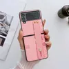 Fashion Lambskin leather Wristband Solid Color Case for Samsung Galaxy Z Flip 3 5G Z Flip 4 Zflip 2 Flip 3 Flip4 Shockproof Cover 6088650