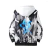 Sweat à capuche pour hommes Anime Veste mince Beastars Cosplay Sweat à capuche Legoshi Haru Lumineux Imprimez Zipper épissant Camouflage Camouflage Student Summer