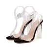 Sandals ZOOKERLIN Summer Big Size 43 Women's Buckle Transparent PVC Sexy Open Toe Crystal Heel Ladies Clear Jelly Shoes