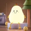 Night Lights Cute Smile Pear Shape Silicone Led Light Usb Charging Color-changing Eye Protective Bedside Lamp