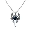 Pendant Necklaces Retro Domineering Double Flying Dragon Winding Sword In Zircon Necklace Men's And Women's Hip-Hop Trend Party