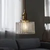 Pendelleuchten IWHD Nordic Grünes Glas LED-Leuchten Schlafzimmer Wohnzimmer Schalter Kupfer Vintage Hängelampe Beleuchtung