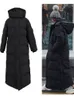 Women s Down Parkas parka Super long jacket female knee winter woman with thick black coat in 221231