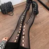 Women Socks 2023 Bowknot Hollow Out Pantyhose Sex Thin Summer Autumn Ins Tide Lace Tights Black White Fishnet Silk Stockings Woman