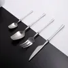 Dinnerware Sets Silver Cutlery Set Matte Stainless Steel Flatware Creative Fork Knife Spoon High Quality Household Kitchen Utensils