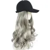 Top kapaklar peruk şapkası kadın moda uzun kıvırcık saç beyzbol tam kafa kapak