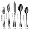 Dijkartikelen sets patroon roestvrijstalen bestek set 5 stuks creatieve western steak mes fork en lepelcomponenten