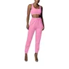 Calça feminina feminino roupas esportivas de duas peças definidas com calças de coloração de cor sólidas e cintura elástica preta/ rosa/ cinza claro