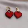 Dangle Earrings韓国デザインファッションジュエリー14Kゴールドメッキシンプルレッドラブペンダントエレガントな女性用作業アクセサリー