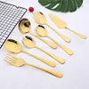 Dinnerware Sets 7Pcs Gold Tableware Set Stainless Steel Cutlery Spoon Fork Knife Mirror Dinner Kitchen Flatware