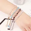 Bangle Waterproof Jewelry Women's Classic High Quality 6mm Clover Double Sided Cutting Crystal Color AB Shiny Beads Adjustable Bracelet