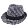 Bérets Classic Grid Hommes Hiver Feutre Chaud Fedora Chapeaux Gentleman Jazz Cap Mâle Classique À Court Bord PanamaTop Chapeau Casquettes De Fête Pour Femmes