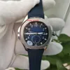 トップセリング高品質の腕時計40mmアクアナウトステンレス鋼アジア透明機械自動青いダイヤルラバーストラップBA285S