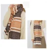 Scarves Fashion Winter Warm Scarf Women Zigzag Jacquard Design Muffler Long Brown Series Geometric Tribal Style Stole