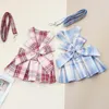 Colliers de chien Plaid Pet Dress Bow Tie Harnais Laisse Poitrine Et Dos Jupes Avec Teddy Princess Vêtements Jupe D'été Vêtements