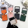 Ontwerper luxe pu lederen tas voor Samsung Galaxy Z Flip 5 Z Flip 3 ZFlip 4 5G schokbestendige ringhouder hybride hoes voor Samsung ZFlip 4 5G Zflip 2 1 coque