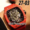 ZY Senaste ZFM27-03 MENS-Titta på M8215 Automatisk rörelse Röd NTPT COBOL FIBER CASE SKELETON DIAL RED NYLON LÄDER REP 2023 Super Edition Eternity Watches