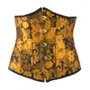 Kvinnors shapers Oljemålning Floral Print midja Bonded Corset Pet Up Vintage Crop Top Underbust Bustier Skinny Tummy Slimming Control