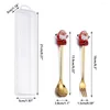 Dinnerware Sets 2PCS With Gift Box Stainless Steel Desserts Tableware Santa Claus Fork Xmas Tree Coffee Scoops Christmas Spoon