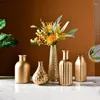 Vases WDDSXXJSL Creative Simple Electroplating Golden Glass Vase Home Decoration Living Room Flower Arrangement