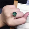 Cluster Rings YUZBT Real Solid 18K White Gold Plated 5 Excellent Cut Diamond Past Blue Green Moissanite Ring Wedding Gift Jewelry