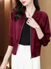 Women's Jackets Fashion Satin Jacket Women 2023 Long Sleeve Casual Bomber Thin Short Coat Female Sunscreen Outwear Tops Elegant Clothing