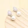 Necklace Earrings Set Heart Shape Cubic Zirconia 925 Sterling Silver Pure White Pearl For Women Pendant Ring Jewelry