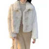 Kadınlar kürk ZXRYXGS 2023 Sonbahar Kış Kadınlar Ceket İmitasyon Kuzu Moda Ceket Kadın Giyim Kısa Beyaz