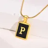 Pendant Necklaces Full Gloss Square Acrylic Letter Chain For Women Stainless Steel Custom Gold Color 26 A-Z Charm