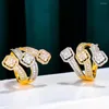 Bröllopsringar Godki 2023 Trendy crossover Big Bold Statement Ring For Women Cubic Zircon Finger Beads Charm Bohemian Beach Jewelry