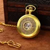 Pocket Watches orkina titta på unisex män och kvinnor mekanisk fob skelett steampunk klocka hänge kedja montre vintage