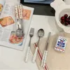 Dijkartikelen sets 2/3 stks Koreaans roestvrij staal servies set Chopsticks vork lepel flatware vaatwasser zilverwerk bestek eettafel