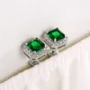 Brincos UILZ Luxo Feminino Cristal Verde Quadrado Brinco Cubic Zirconia Casamento Vintage Para Mulheres CEL12215482594