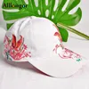قبعات الكرة الصيف 2023 Snapback Hop Hop Women Cap Cap Hat Bee Print Floral Cotton Catton Casquette Femme Gorras White