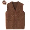 Women's Knits Middle-Aged Elderly Mom Vest Sweater Women's Spring Autumn Winter Knitted Cardigan Jacket Sleeveless Single Breasted Top