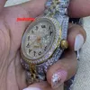 Diamant Fashion Watch Bi-Gold Diamond en acier inoxydable Sangle Boutique montres Arabe Scale Automatique m￩canique2628