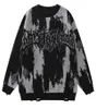 Swetry męskie Hip Ripped Grunge Y2K Vintage dzianiny Punk Gothic Streetwear swetry sweter mężczyźni kobiety moda w stylu Harajuku sweter