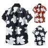 Men's Casual Shirts Mens Short Sleeve Crotch Shirt Men's Linen Cotton Print Fashion Blouse Button Top Men T Sets