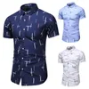 Mäns avslappnade skjortor 2023 Sommarkläder plus asiatisk storlek M-7XL Fashion 9 Style Design Kort ärmskjorta Mäntryck Hawaii Beach Blus