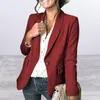 Dames pakken ruche klep zakken comfortabel warm kantoor dame herfst massief kleur knop jas blazer bovenkleding