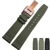 JAWODER Watchband 20 21 22mm Stainless Steel Deployment Buckle Black Green Nylon with Leather Bottom Watch Band Strap for Portugal326O