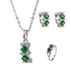 Ketting oorbellen Set 3 kleuren mode overdreven rechthoekige prachtige meteoriet sieraden 925 sterling zilveren trouwsets