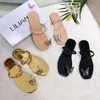 Sandals Summer 2023 Bow Shoes Over Toe Sheepskin Flat Rhinestones All-match Fashionable Beach Outdoor Casual Ms Slippers