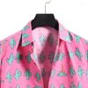 Casual shirts voor heren roze bloemen Hawaiiaanse shirt Men Chemise Homme 2023 Zomer Summer Korte mouw Beach Aloha Button Up man xxl