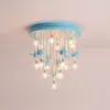 Ceiling Lights Nordic Net Red Children's Bedroom Lamp Warm And Romantic Girl Princess Room Star Pink Led