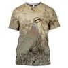 Мужские рубашки T 2023 3D охотничий куропап для птичьего припечатка Harajuku Футболка летняя мода повседневная футболка с коротки